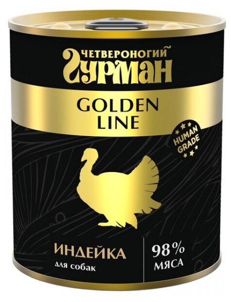 Влажный корм для собак Четвероногий Гурман Golden Line, индейка 340 г