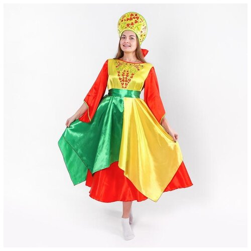 фото Карнавальный костюм страна карнавалия "лето", платье, кокошник, размер 42-44