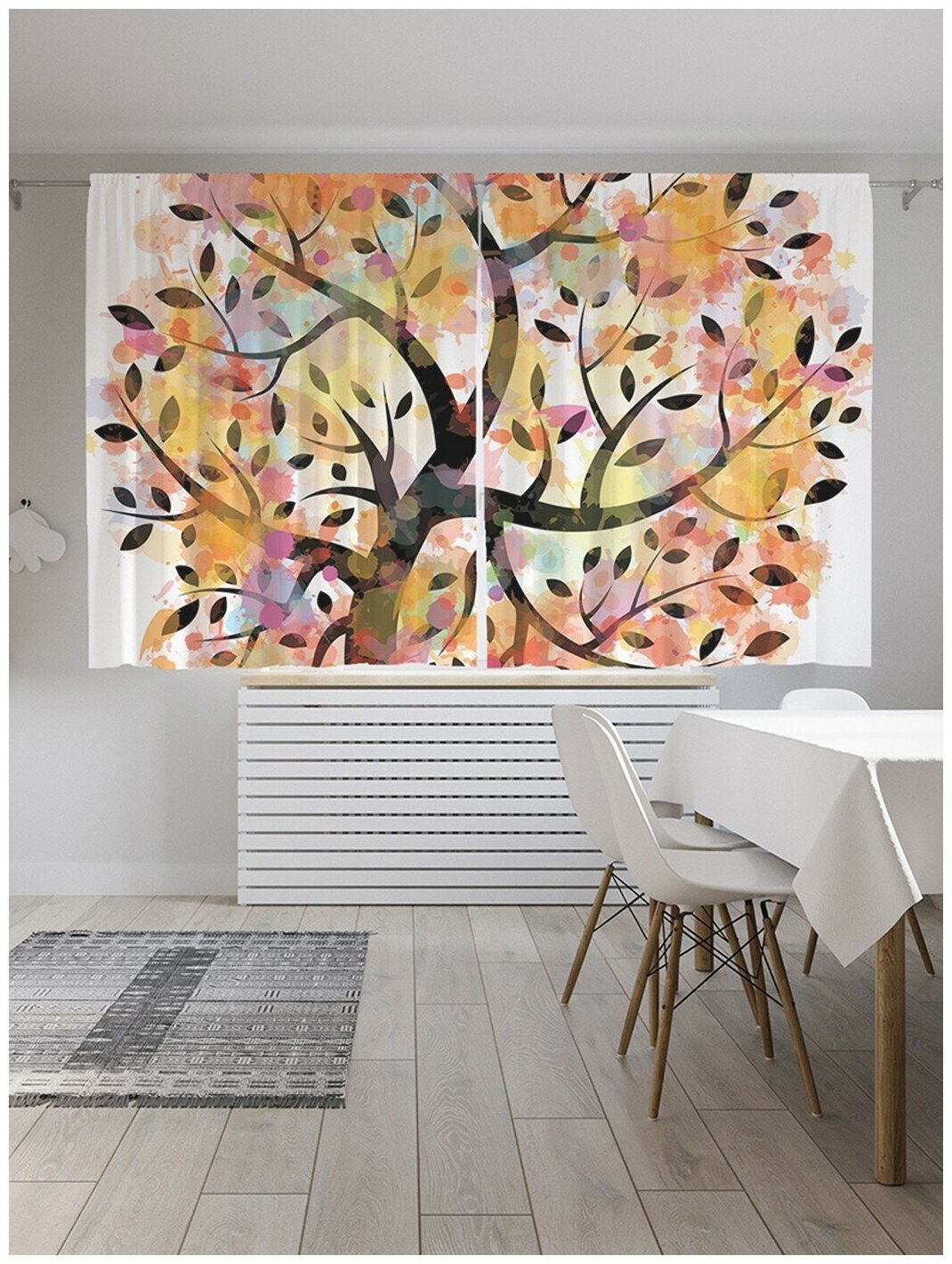 Классические шторы JoyArty "Одинокое дерево", серия Oxford DeLux, 2 полотна 145x180 см