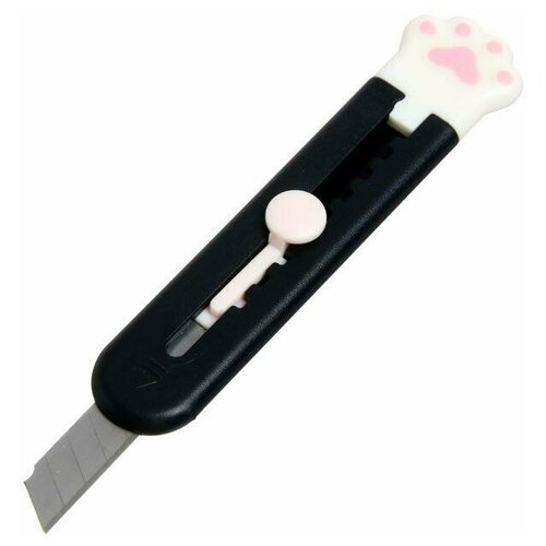 Нож канцелярский Лапка, лезвие 9 мм, пластик, канцелярский нож кошачья лапка розовый
