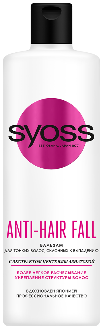 Бальзам SYOSS 450 мл ANTI-HAIR FALL для тонких волос, склонных к выпадению /12