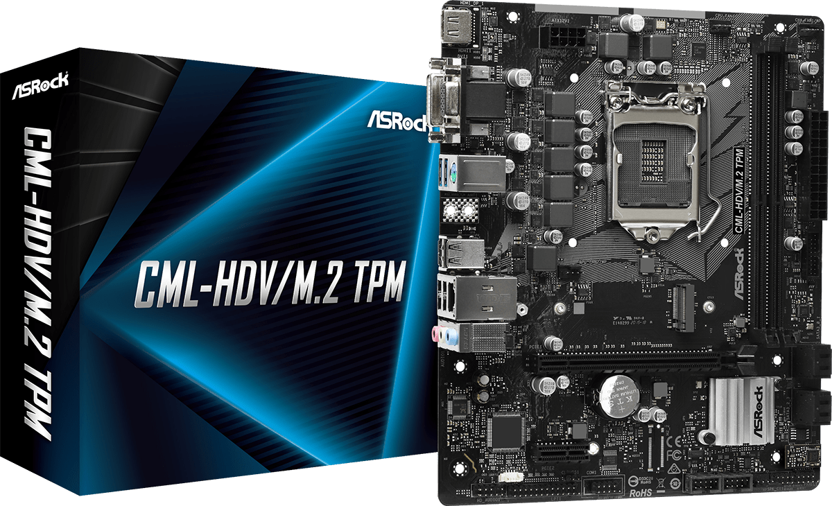 Материнская плата ASROCK CML-HDV/M.2 TPM (LGA1200, mATX)