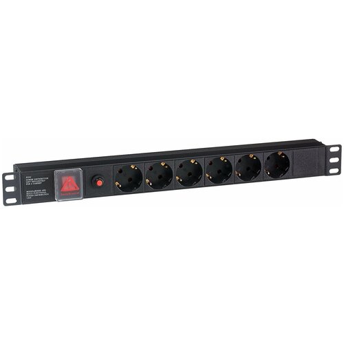 Блок силовых розеток Exegate ServerPro PDU-19H605 Al-6S-C14-SW-O блок розеток горизонтальный exegate serverpro pdu 19h801 al 8s c14 sw 19 1u алюминий 8 schuko с14 выкл с подсветкой черный