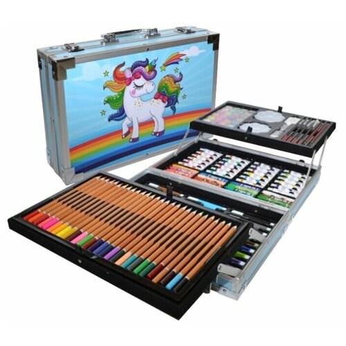 Набор для рисования - двухъярусный прочный чемодан с 157 предметами для творчества