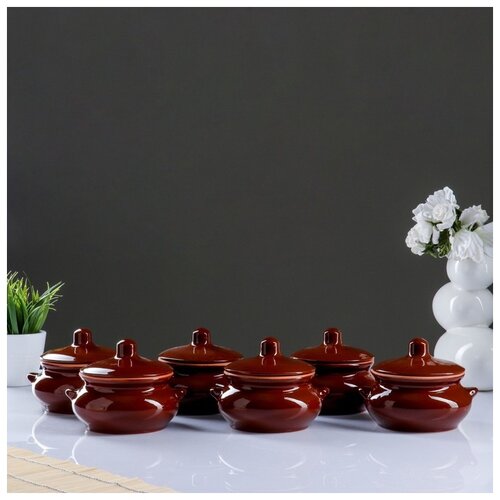 фото Набор горшков для жаркого "лакомка" 6х0,5л 4175004 борисовская керамика