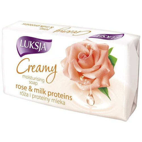 Luksja Крем-мыло кусковое Creamy Rose & Milk Proteins роза, 90 г