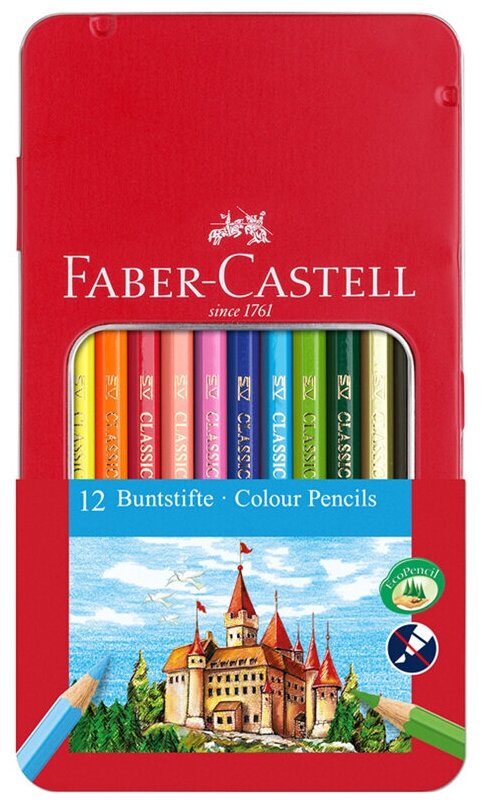 Карандаши цветные Faber-Castell, 12цв, заточен.