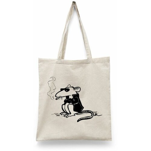 фото Сумка-шоппер унисекс каждому своё "мышь/крыса/mouse/rat" черная