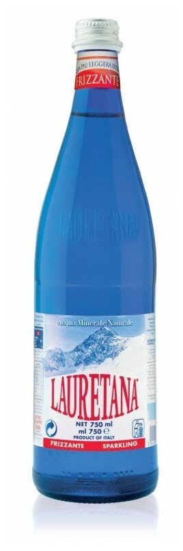 Вода минеральная Lauretana Blue / Лауретана газированная, стекло 0.75 л (6 штук)