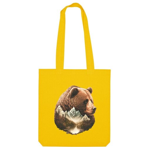 Сумка шоппер Us Basic, желтый мужская футболка портрет медведя в технике двойной экспозиции s белый
