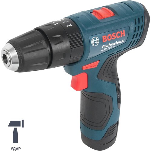 Дрель-шуруповерт аккумуляторная ударная Bosch GSB 120 06019G8100 12 В Li-ion 2x2 Ач 1112300₽