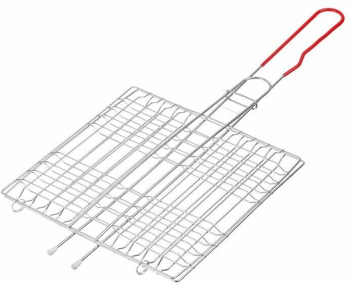 Решётка-гриль универсальная , хромированная сталь, р. 46 x 21 см, рабочая поверхность 21 x 21 см - фотография № 4