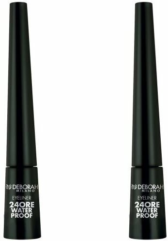 Подводка для век жидкая водостойкая, Deborah Milano, Eyeliner 24Ore Waterproof, тон черный, 2.9 г, 2 шт