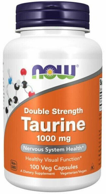 Now Foods Taurine Таурин, двойная сила, 1000 мг, 100 растительных капсул