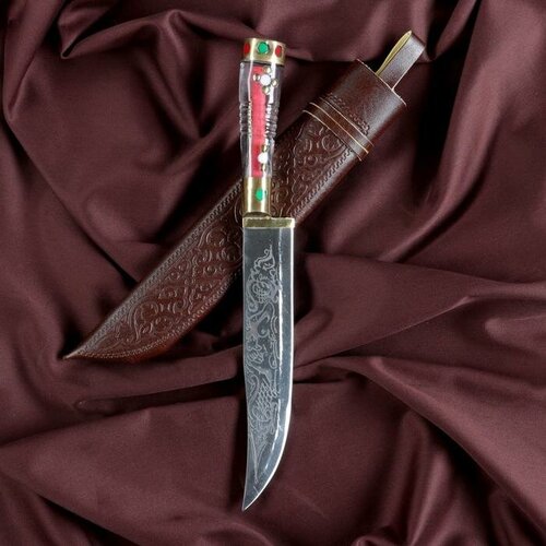 нож пчак восточный басмач 65х13 Пчак Шархон, рукоять из оргстекла, гарда из латуни