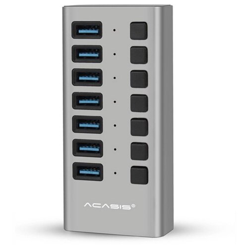 Хаб Acasis 7 Ports 36W USB 30 12V2A Data Hub with Individual OnOff Switches Splitter HS-707MG серый 745400₽