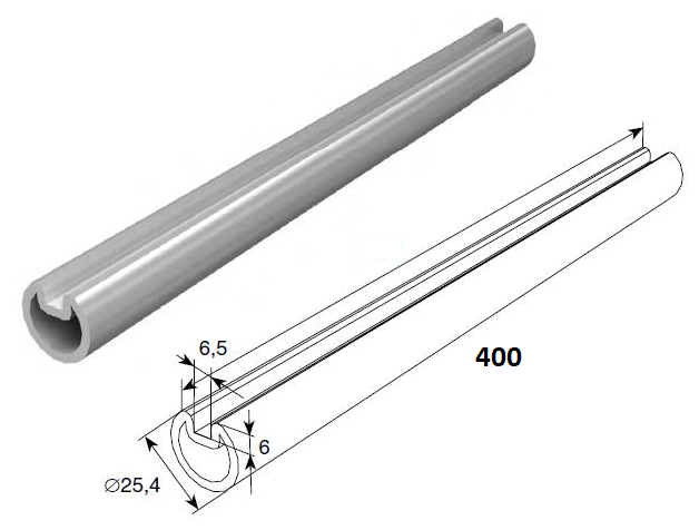 Комплект для удлинения вала пустотелого с пазом под шпонку для секционных ворот 25018/M ( длина 400 мм) + муфта арт 25034-1K - DoorHan
