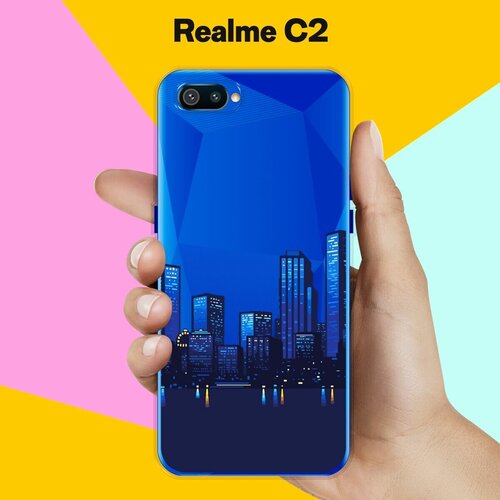 Силиконовый чехол на realme C2 Город / для Реалми Ц2 силиконовый чехол розы на белом на realme c2 реалми с2