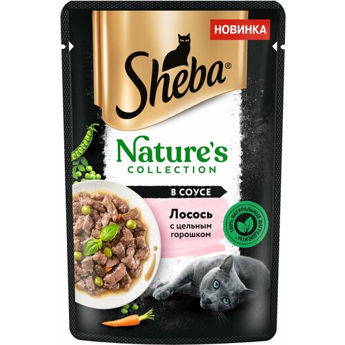 Корм влажный для кошек Sheba Nature's Collection с лососем и горохом, 56 шт х 75 г