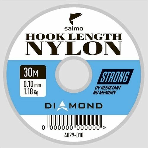 Монофильная Леска для рыбалки / рыболовная для поводков Diamond HOOK LENGTH NYLON (Salmo), 30м, 0.15мм