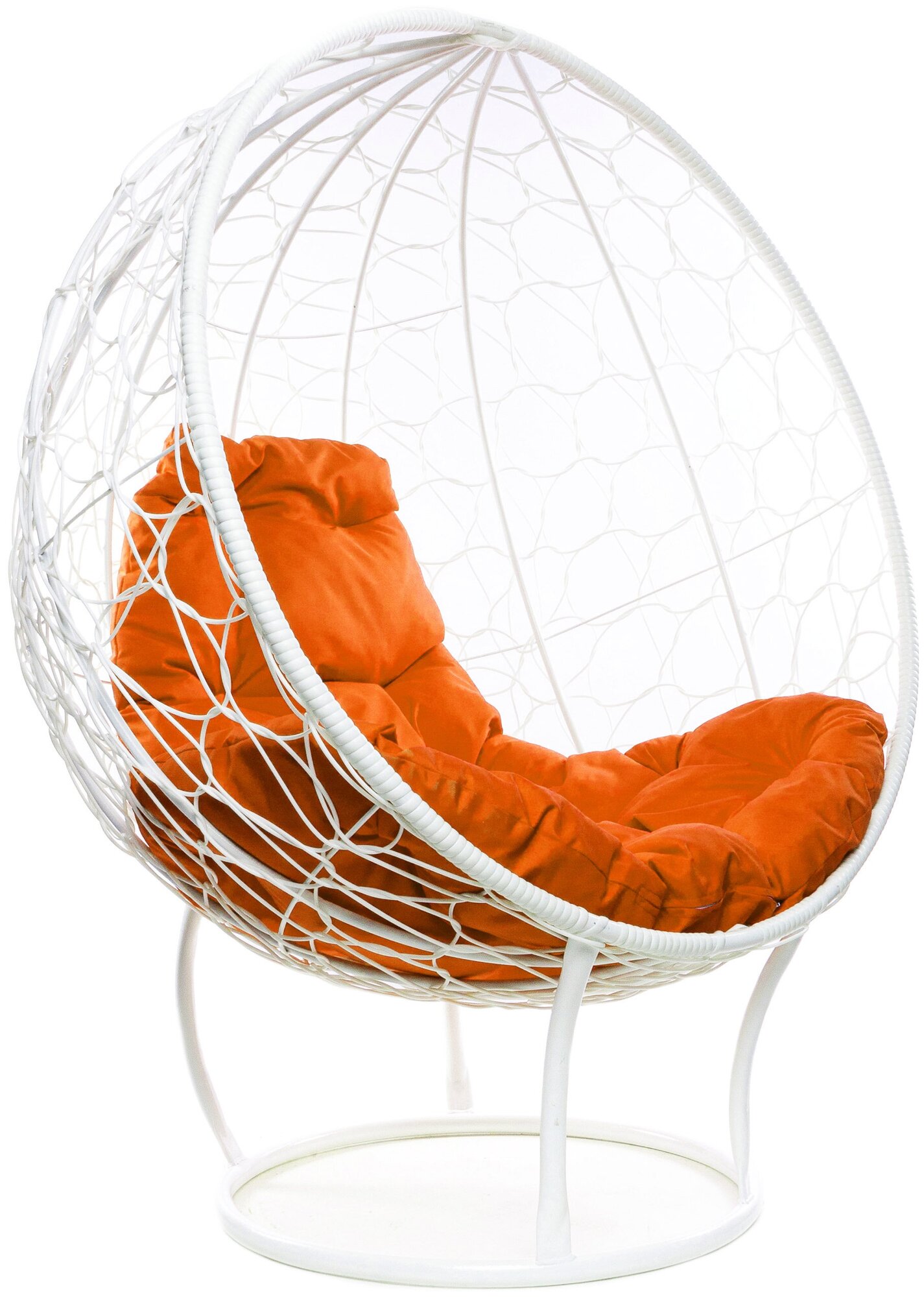 Кресло m-group круг на подставке ротанг белое, оранжевая подушка - фотография № 3