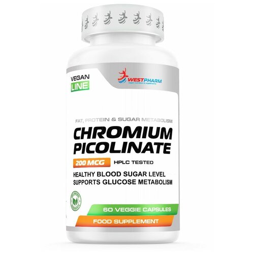 Westpharm / Vegan line / Chromium Picolinate / Пиколинат Хрома 200мг / Снижение аппетита / 60 капсул