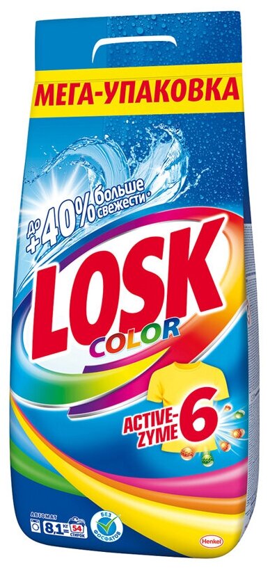 Порошок для машинной стирки Losk "Color", для цветного белья, 8,1кг