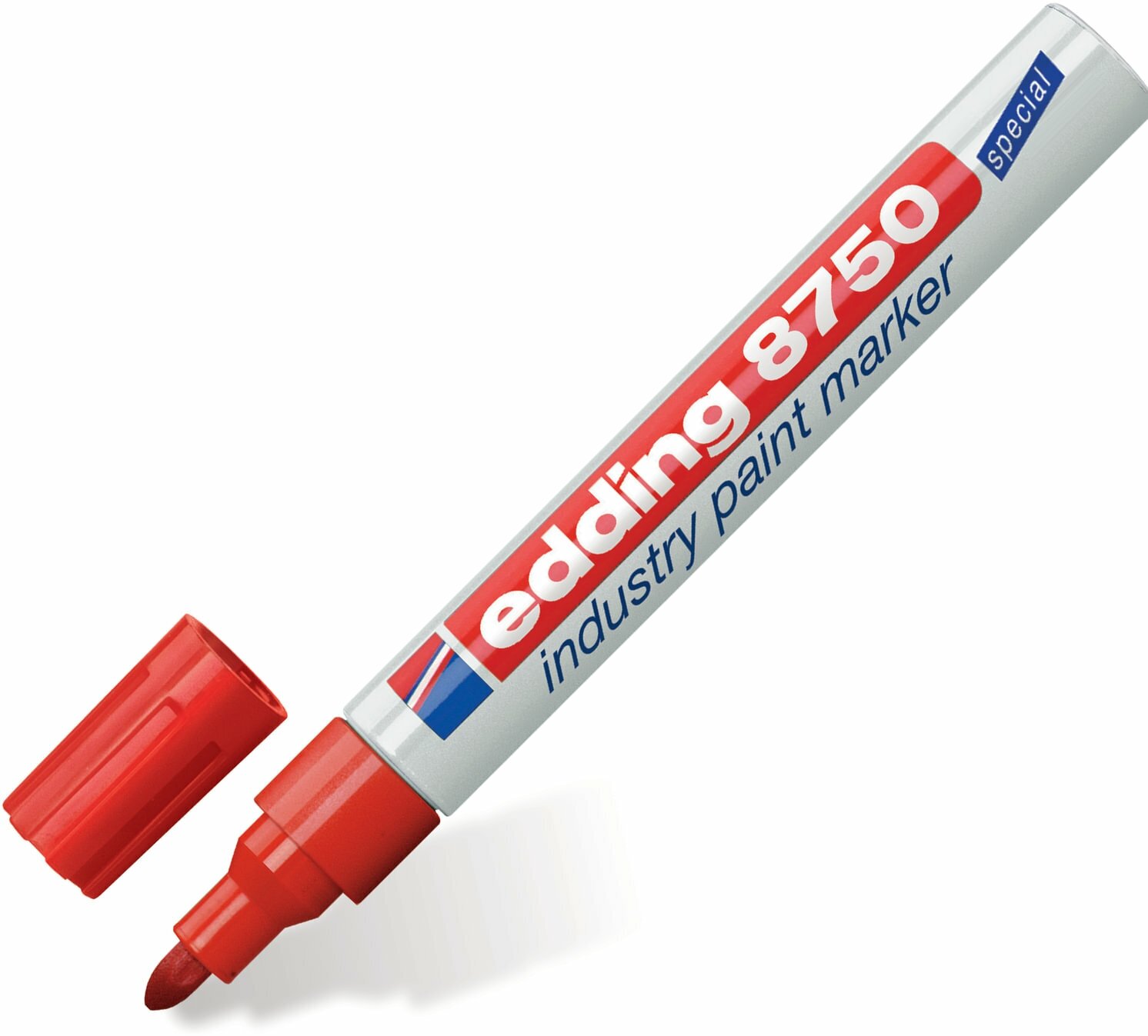 Маркер-краска лаковый (paint marker) EDDING 8750, красный, 2-4мм, круглый наконечник, алюминиевый ко