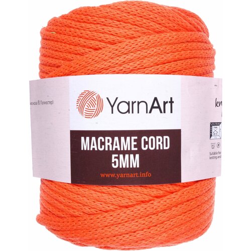 Пряжа YarnArt Macrame cord 5mm оранжевый (800), 60%хлопок/40%полиэстер/вискоза, 85м, 500г, 5шт