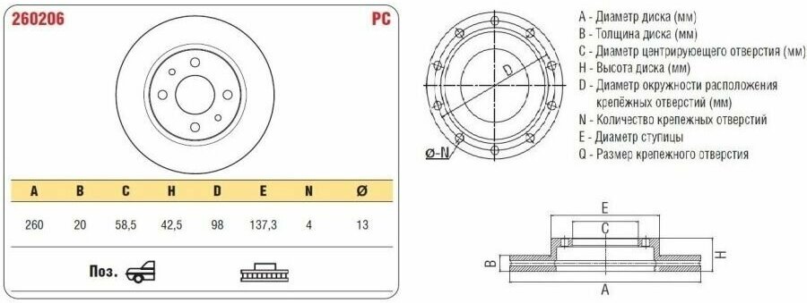 Диск тормозной ВАЗ 2110-2112 R14 передний вентилируемый - фотография № 2