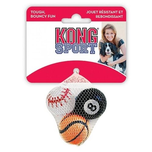 фото Kong игрушка для собак air sport теннисный мяч очень маленький (в упаковке 3 шт.) 4 см без пищалки, abs5e (2 шт)