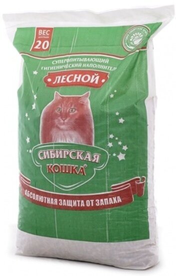 Наполнитель для кошачьих туалетов Сибирская Кошка Лесной, древесный (простая упаковка), 20 кг