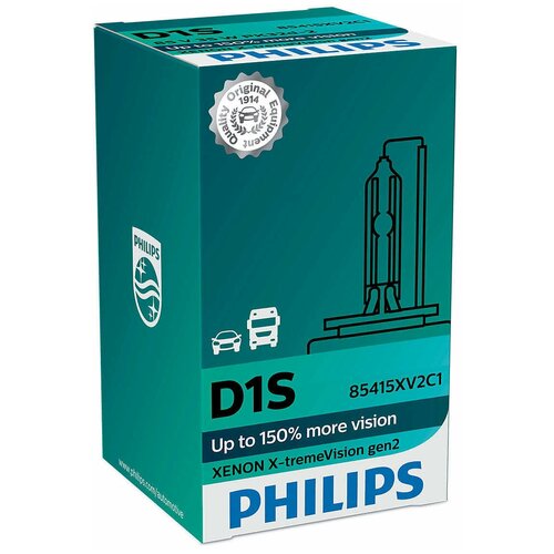 фото Лампа автомобильная philips xenon x-tremevision d1s 35w pk32d-2+150% gen2 4800k 85v, 1шт, 85415xv2c1