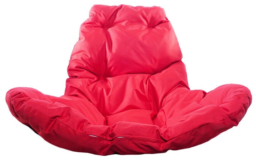 Подвесное кресло из ротанга "Капля" белое с красной подушкой M-Group