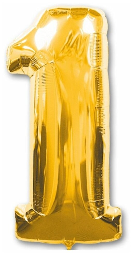 Воздушный шар фольгированный Anagram Цифра 1, золотой, 86 см