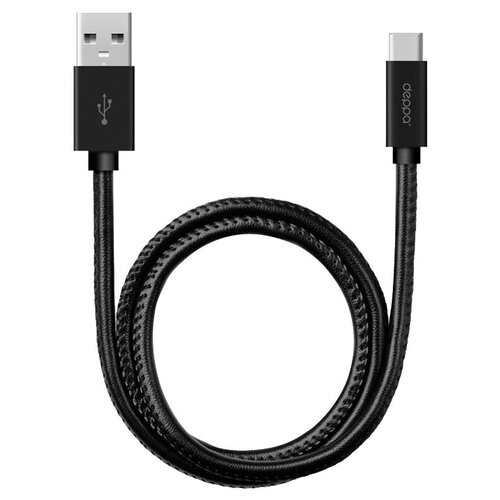 Deppa USB дата-кабель Deppa Leather Type-C алюминий/ экокожа D-72270 (1.2м) Черный Deppa 02163