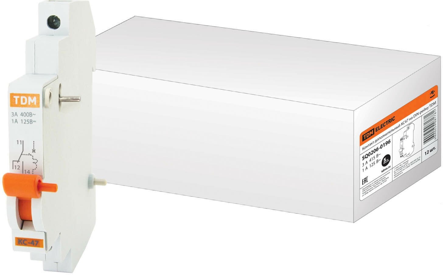 Контакт дополнительный КС47 на DIN-рейку, TDM SQ0206-0196 (1 шт.)