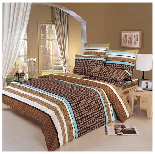 Комплект постельного белья СайлиД A-87, 2-спальное, поплин, коричневый