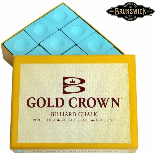 Мел для бильярда Брансвик зеленый / Brunswick Gold Crown Billiard Chalk Green, 12 шт.