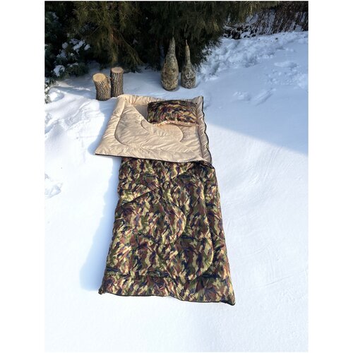 Спальный мешок на молнии с подушкой Армейский спальный мешок зимний на молнии 215х90 см без капюшона 349900₽