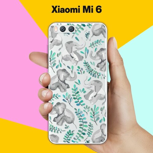 Силиконовый чехол на Xiaomi Mi 6 Узор из слонов / для Ми 6 силиконовый чехол узор из слонов на xiaomi mi 10