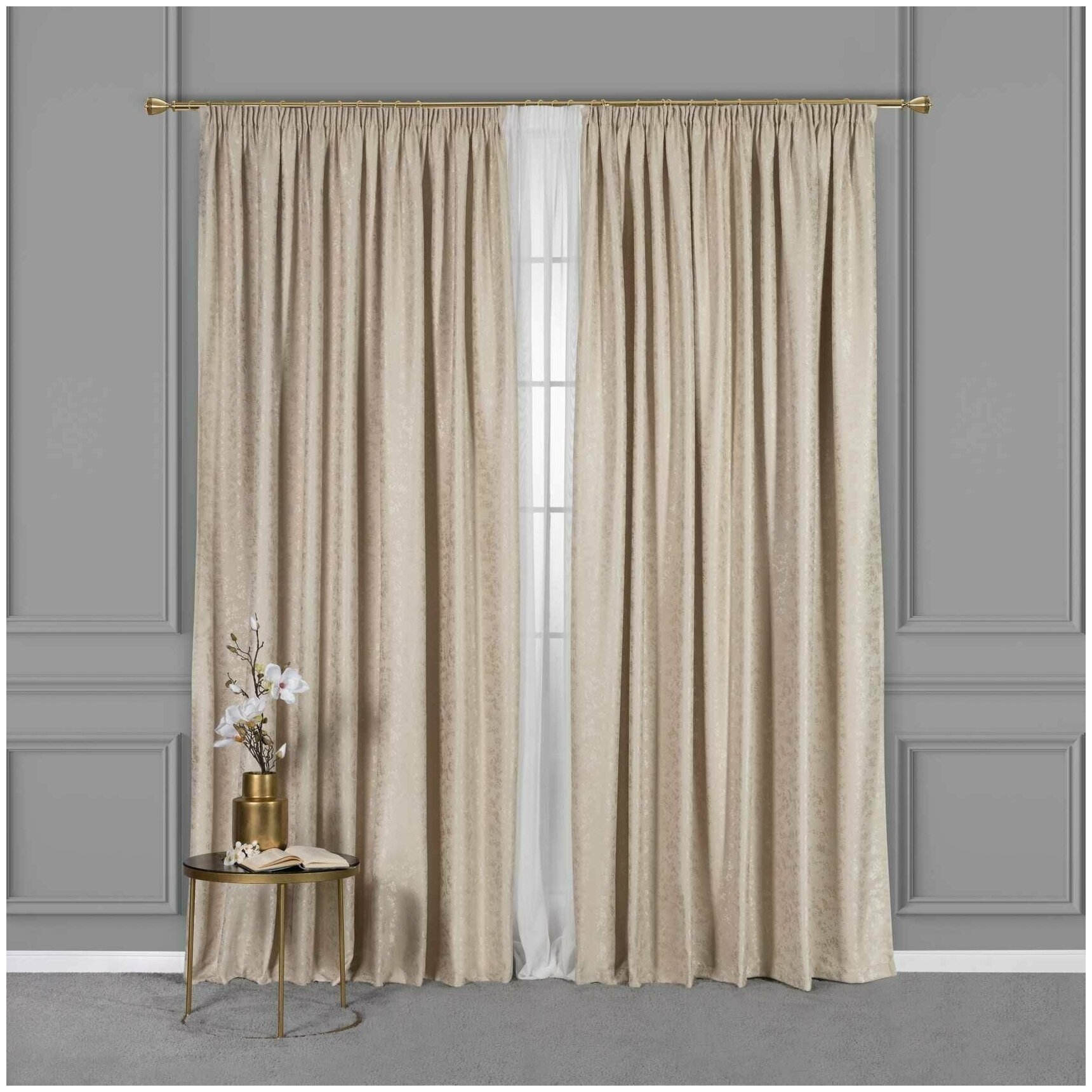 фото Комплект штор для гостиной спальни и зала жаккард