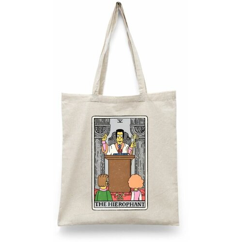 фото Сумка-шоппер унисекс каждому своё "таро/симпсоны/the hierophant" черная