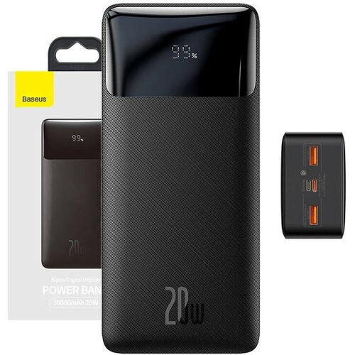Внешний аккумулятор BASEUS Bipow Digital Display Fast Charger PD20W 30000 mAh Черный PPBD050401 483800₽