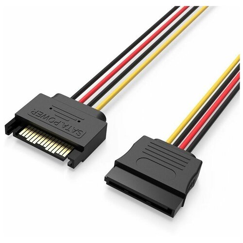 Кабель Vention SATA 15 pin - SATA 15 pin (KDABY), 0.3 м, черный vention кабель sata 15 pin m папа sata 15 pin f мама 30см удлинитель питания сата для жестких дисков арт kdaby