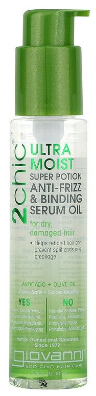 Giovanni 2chic Сыворотка увлажняющая для волос Ultra-Moist Super Potion Anti-Frizz & Binding Serum Oil, 130 г, 81 мл