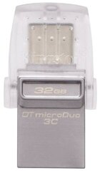 Флэш-диск USB 64Gb Kingston DataTraveler microDuo 3C, USB3.0/3.1 + Type-C серебристый