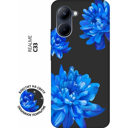 Матовый Soft Touch силиконовый чехол на realme C33, Рилми С33 с 3D принтом Amazing Asters черный матовый soft touch силиконовый чехол на realme c55 рилми с55 с 3d принтом amazing asters черный