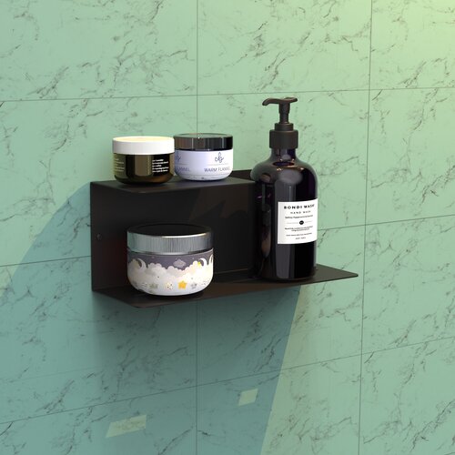 Полка настенная для ванной комнаты металлическая 30х10х10 см черная 536₽