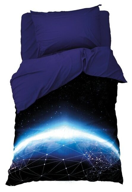 Комплект постельного белья Этель Бесконечность, 1.5-спальное, хлопок, синий